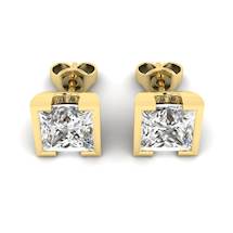 White Sapphire Earrings Yellow Gold Watchtower Design
