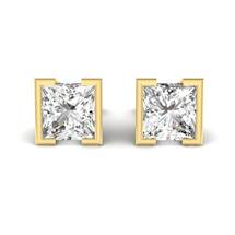 White Sapphire Earrings Yellow Gold Watchtower Design