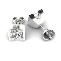 White Sapphire Earrings White Gold Watchtower Design