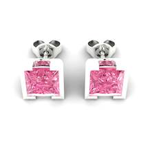 Pink Sapphire Earrings Sterling Silver Watchtower Design
