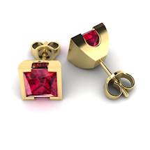 Ruby Yellow Gold Watchtower Stud Earrings