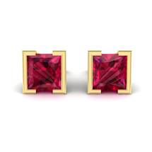 Ruby Yellow Gold Watchtower Stud Earrings