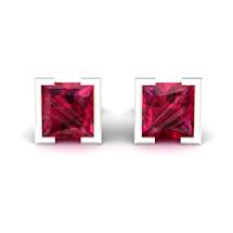 Ruby White Gold Watchtower Stud Earrings
