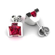 Ruby White Gold Watchtower Stud Earrings