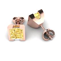 Yellow Sapphire Earrings Rose Gold Watchtower Design