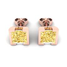 Yellow Sapphire Earrings Rose Gold Watchtower Design