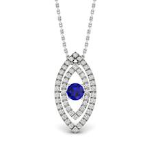 Blue Sapphire White Gold Fine Gemstone Necklace Horus