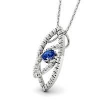 Blue Sapphire White Gold Fine Gemstone Necklace Horus