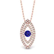 Blue Sapphire Rose Gold Fine Gemstone Necklace Horus