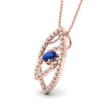 Blue Sapphire Rose Gold Fine Gemstone Necklace Horus