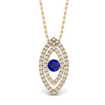 Blue Sapphire Yellow Gold Fine Gemstone Necklace Horus