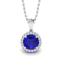 Blue Sapphire White Gold Fine Gemstone Necklace Juliet