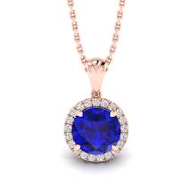 Blue Sapphire Rose Gold Fine Gemstone Necklace Juliet