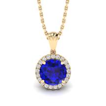 Blue Sapphire Yellow Gold Fine Gemstone Necklace Juliet