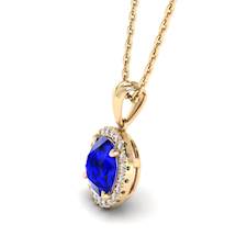 Blue Sapphire Yellow Gold Fine Gemstone Necklace Juliet