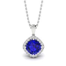 Blue Sapphire White Gold Fine Gemstone Necklace Levin