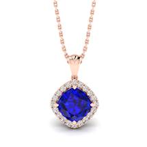 Blue Sapphire Rose Gold Fine Gemstone Necklace Levin