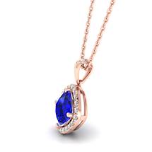 Blue Sapphire Rose Gold Fine Gemstone Necklace Levin