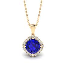 Blue Sapphire Yellow Gold Fine Gemstone Necklace Levin