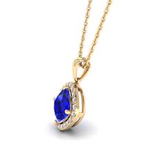 Blue Sapphire Yellow Gold Fine Gemstone Necklace Levin