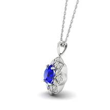 Blue Sapphire White Gold Fine Gemstone Necklace Santorini