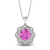 Pink Sapphire White Gold Fine Gemstone Necklace Santorini