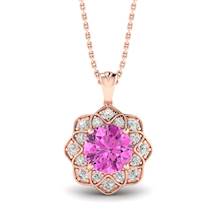 Pink Sapphire Rose Gold Fine Gemstone Necklace Santorini