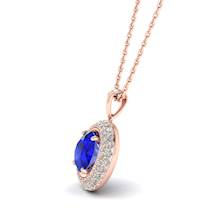 Blue Sapphire Rose Gold Fine Gemstone Necklace Aura