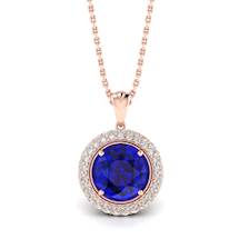 Blue Sapphire Rose Gold Fine Gemstone Necklace Aura