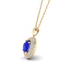 Blue Sapphire Yellow Gold Fine Gemstone Necklace Aura