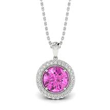 Pink Sapphire White Gold Fine Gemstone Necklace Aura