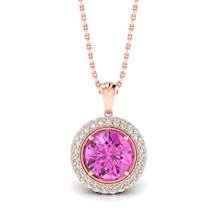 Pink Sapphire Rose Gold Fine Gemstone Necklace Aura