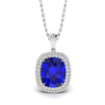 Blue Sapphire White Gold Fine Gemstone Necklace Milky Way