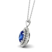 Blue Sapphire White Gold Fine Gemstone Necklace Corona