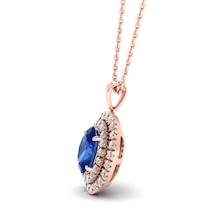 Blue Sapphire Rose Gold Fine Gemstone Necklace Corona