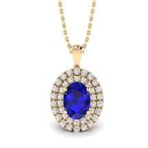Blue Sapphire Yellow Gold Fine Gemstone Necklace Corona