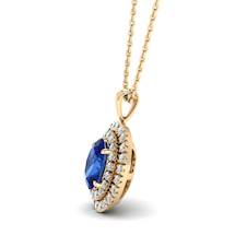 Blue Sapphire Yellow Gold Fine Gemstone Necklace Corona