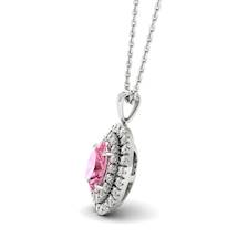 Pink Sapphire White Gold Fine Gemstone Necklace Corona