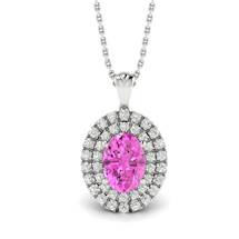 Pink Sapphire White Gold Fine Gemstone Necklace Corona
