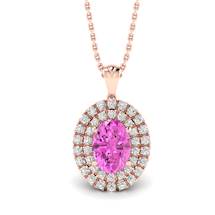 Pink Sapphire Rose Gold Fine Gemstone Necklace Corona