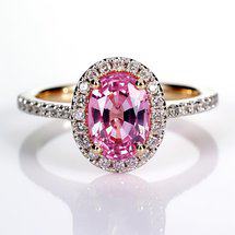 pink sapphire oval halo engagement ring from Brilliyond