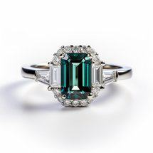 Emerald Cut Green Sapphire Engagement Ring 2.0ct Thea