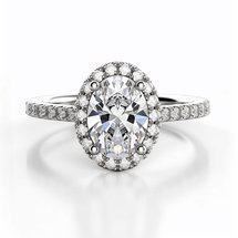 Oval halo white sapphire engagement ring from Brilliyond