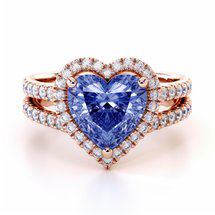 Blue sapphire engagement rings with heart shape centre stone from Brilliyond