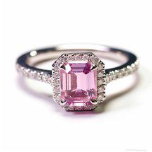 Pink sapphire engagement with Octagon shaped gemstone with slim band