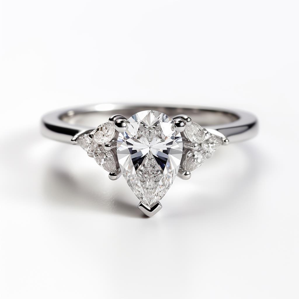 Diamond pear shape engagement ring Themis