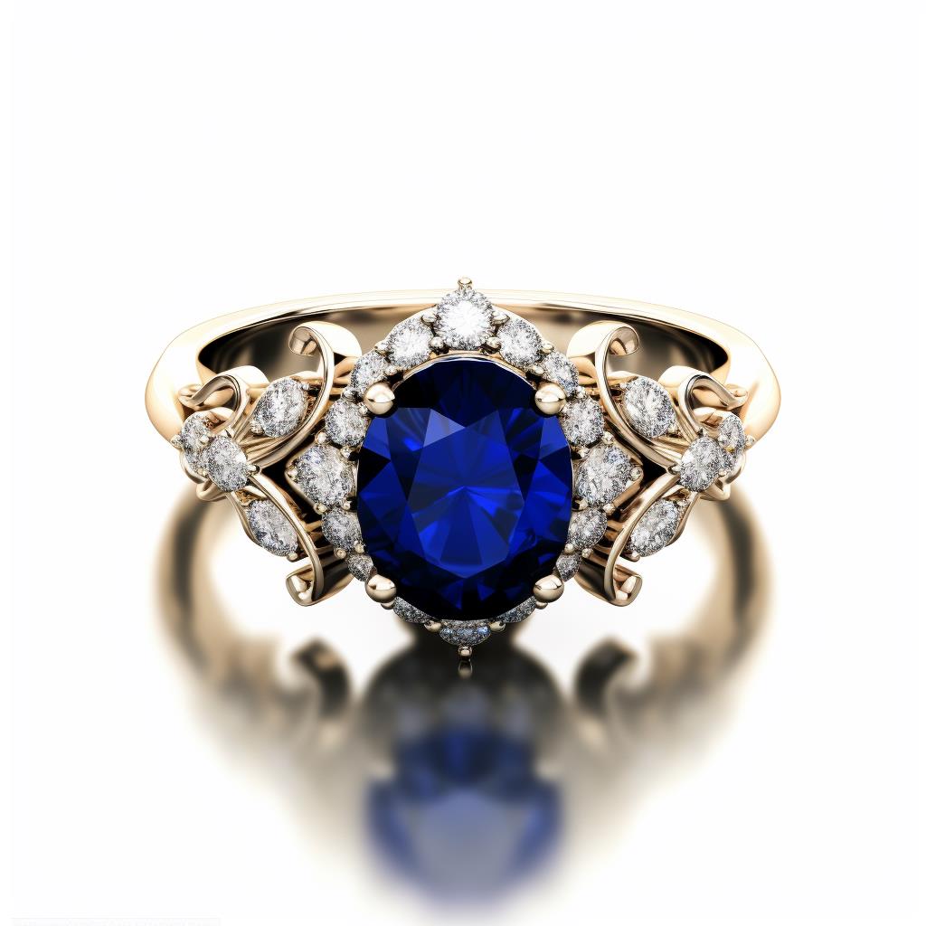 Blue sapphire engagement ring, filigree inspired design from Brilliyond