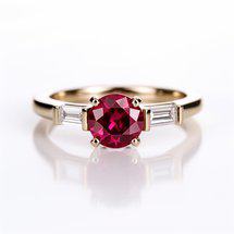 Slim Band Blood Red Ruby Yellow Gold Engagement 0.6ct Helena