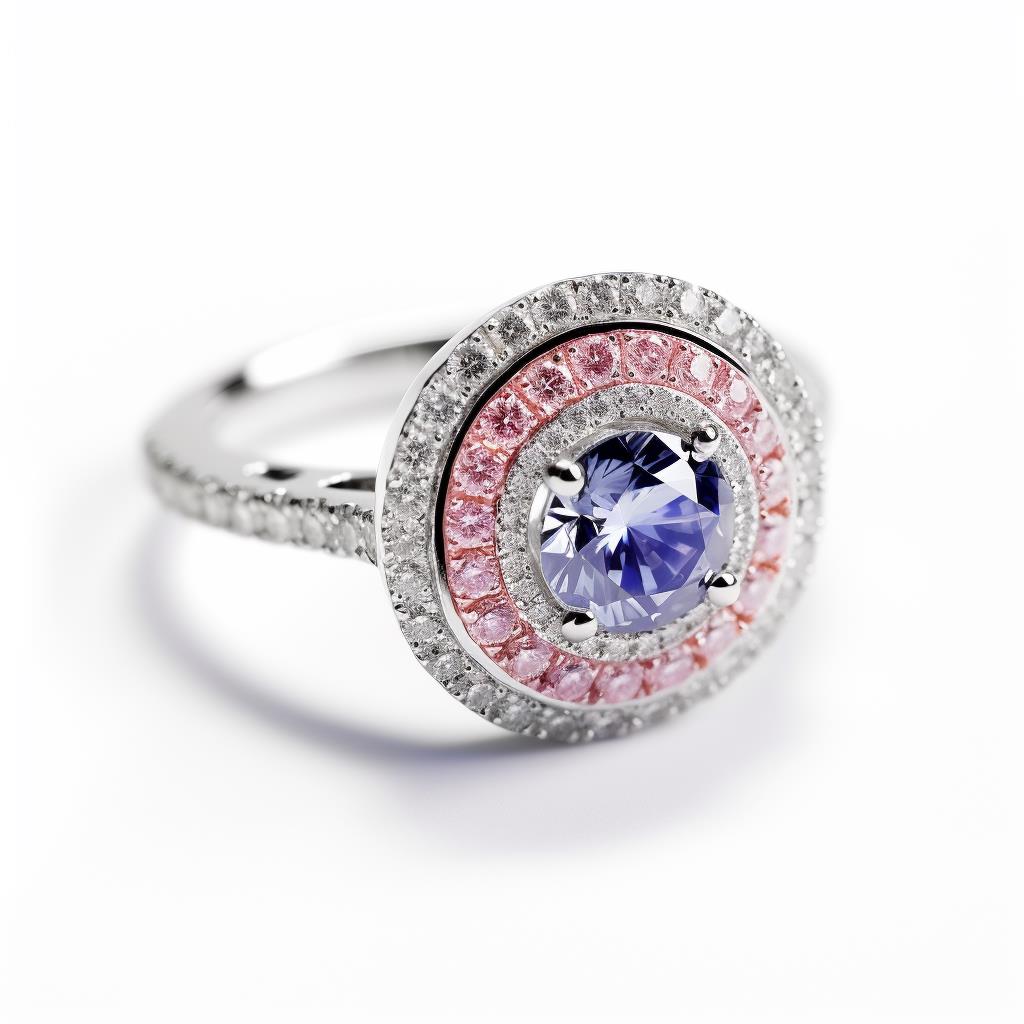 Classic blue sapphire double halo engagement ring Odessa