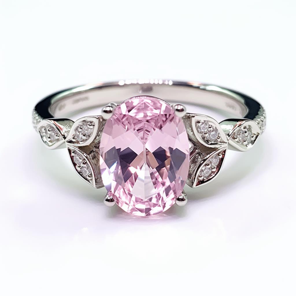 Tourmaline engagement ring with tiny accent stones